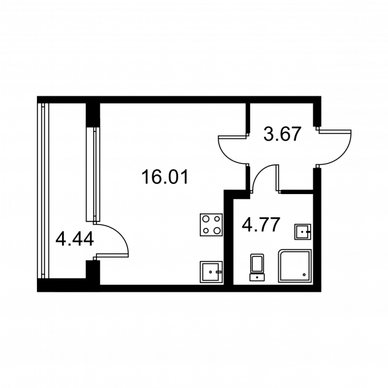 Студия 26,7 м²