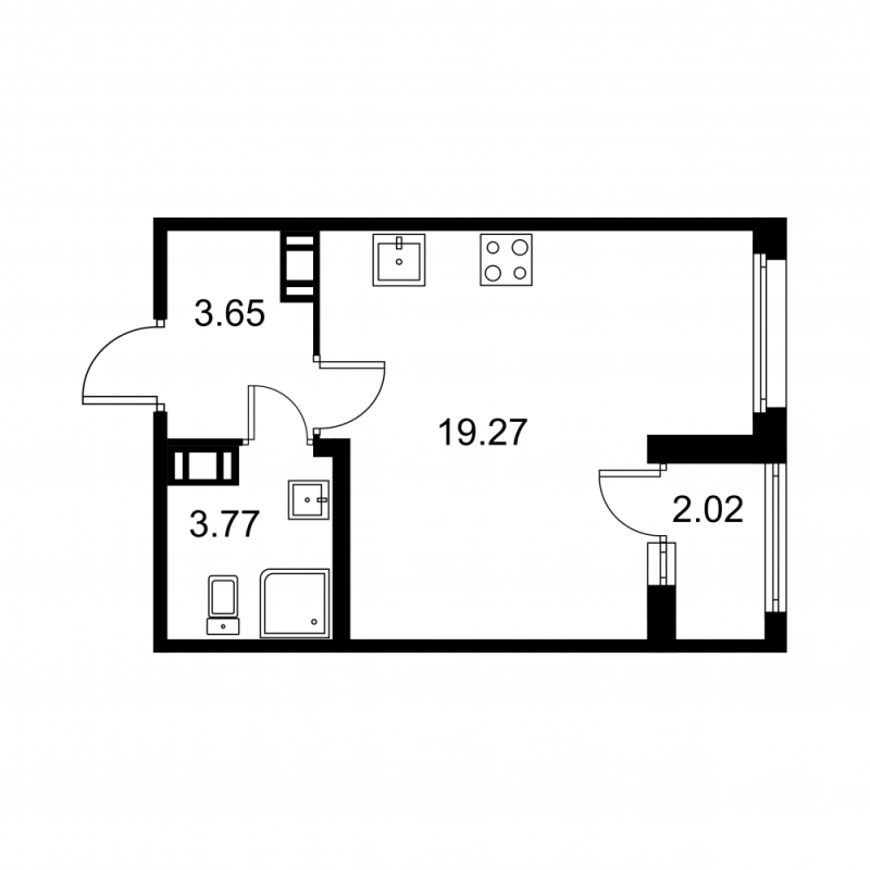 Студия 27,7 м²