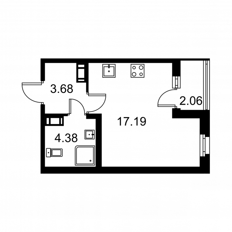Студия 26,3 м²