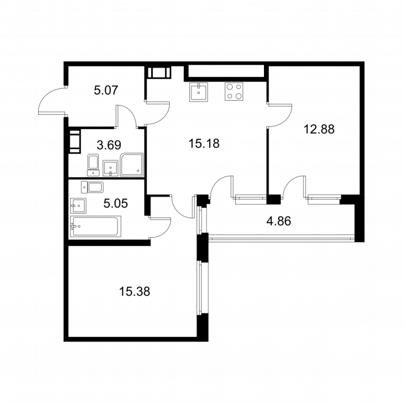 3 ккв (Евро) 59,7 м²