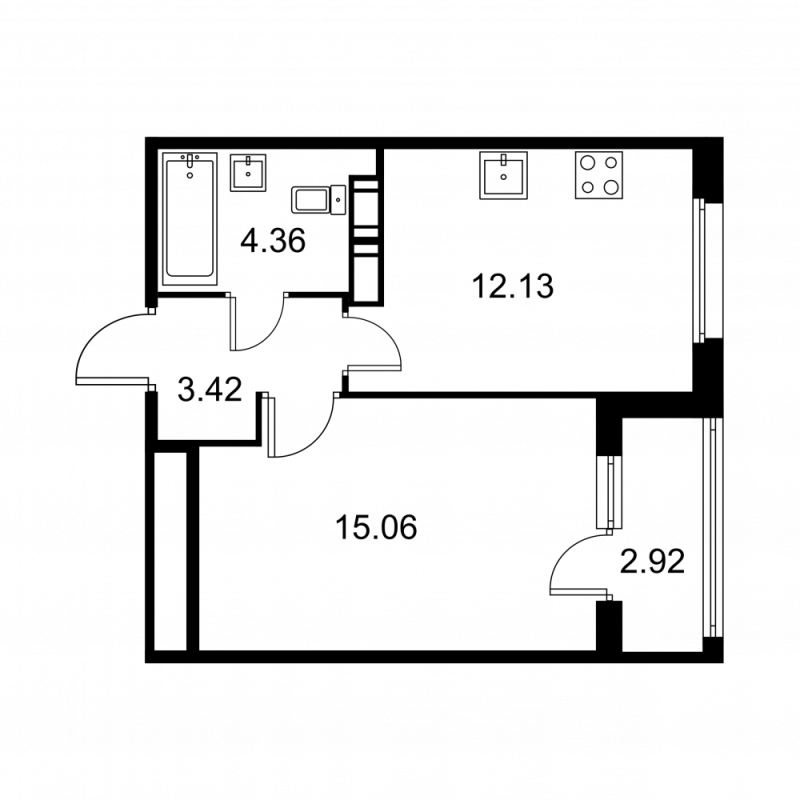 1 ккв 36,4 м²
