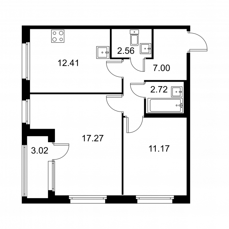 2 ккв 54,6 м²