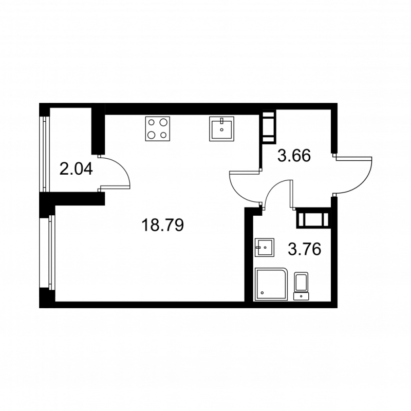 Студия 27,2 м²