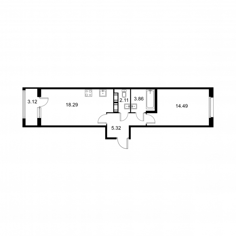 2 ккв (Евро) 45,6 м²
