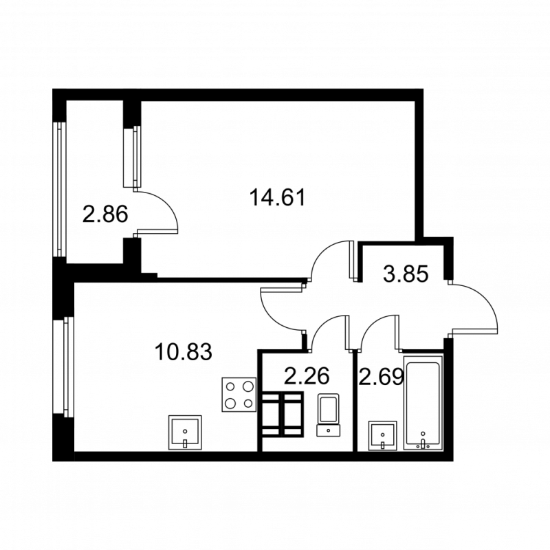 1 ккв 35,7 м²