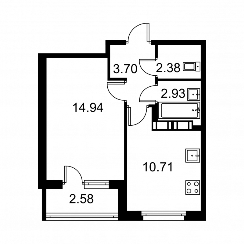 1 ккв 36 м²