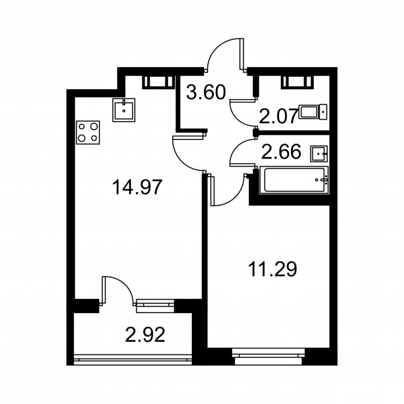 2 ккв (Евро) 36,1 м²
