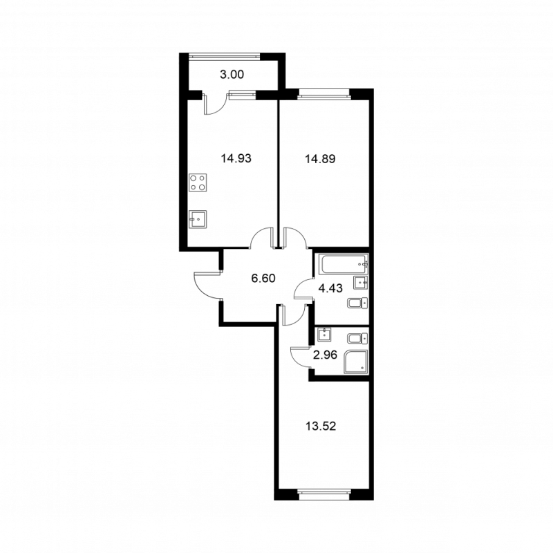 2 ккв 58,8 м²