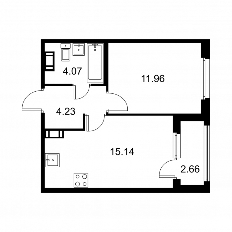 2 ккв (Евро) 36,7 м²