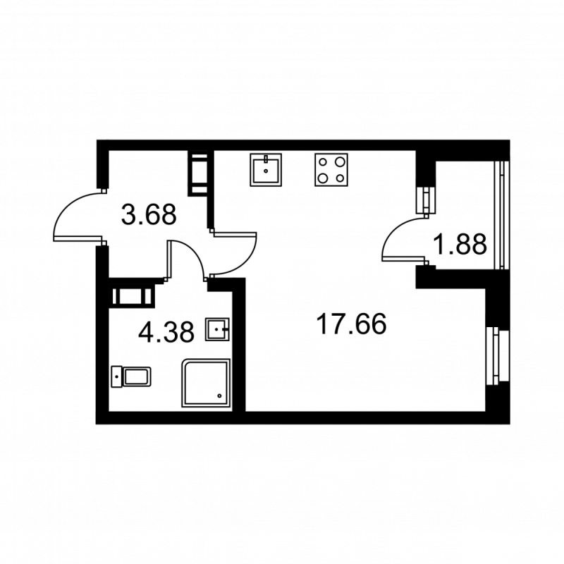 Студия 26,7 м²