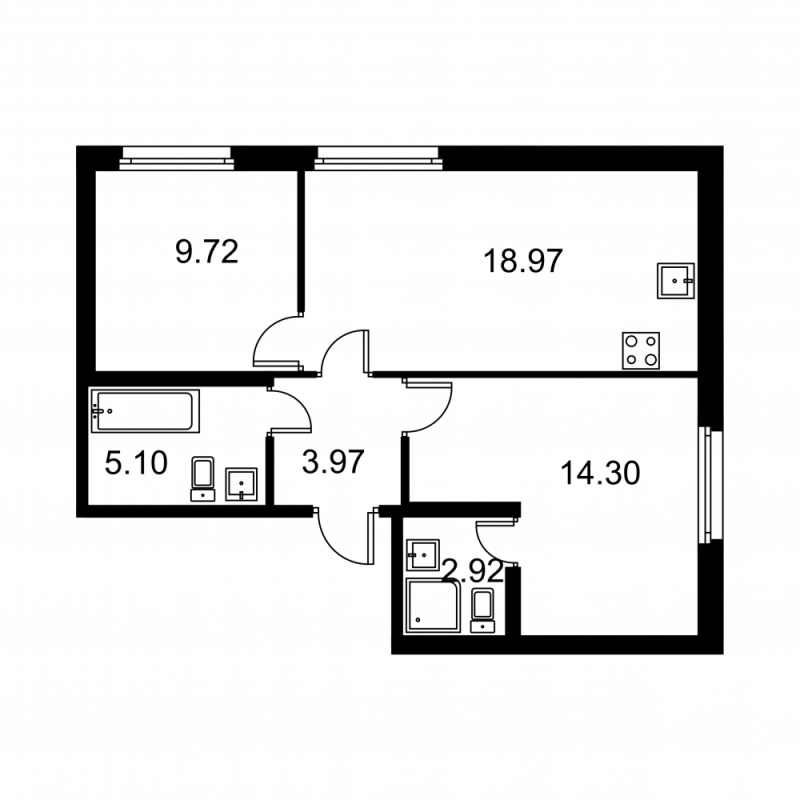 3 ккв (Евро) 55 м²