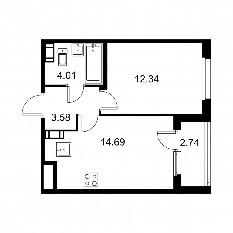 1 ккв 36 м²