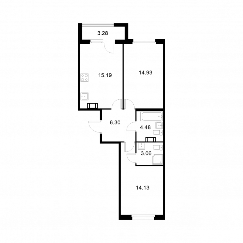 3 ккв (Евро) 59,7 м²