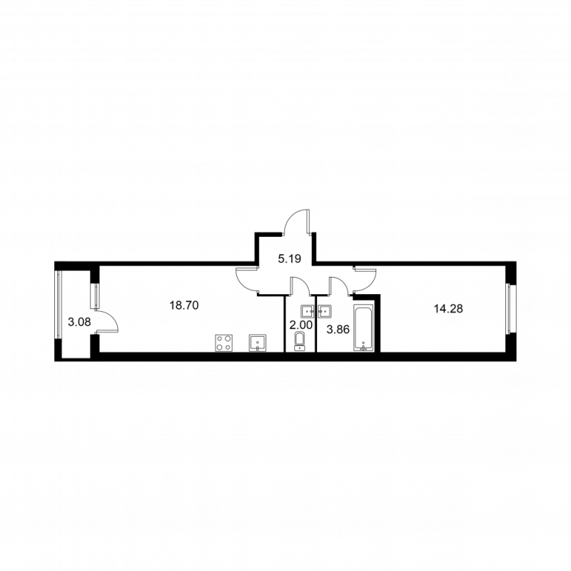 2 ккв (Евро) 45,6 м²