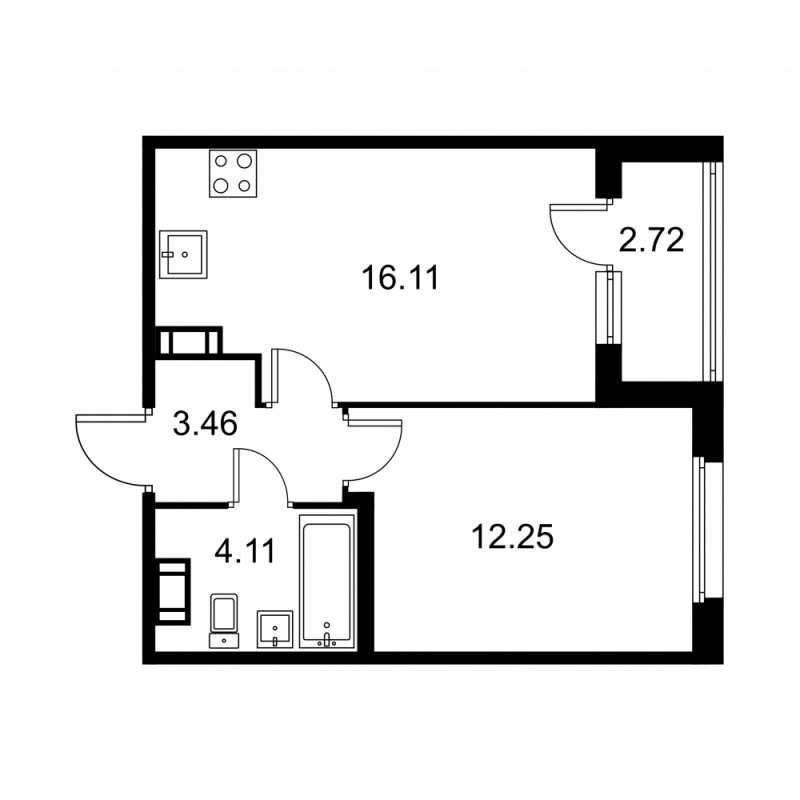 2 ккв (Евро) 37,3 м²