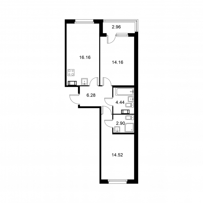 3 ккв (Евро) 59,9 м²