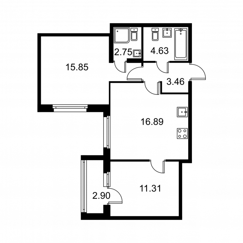 3 ккв (Евро) 56,3 м²