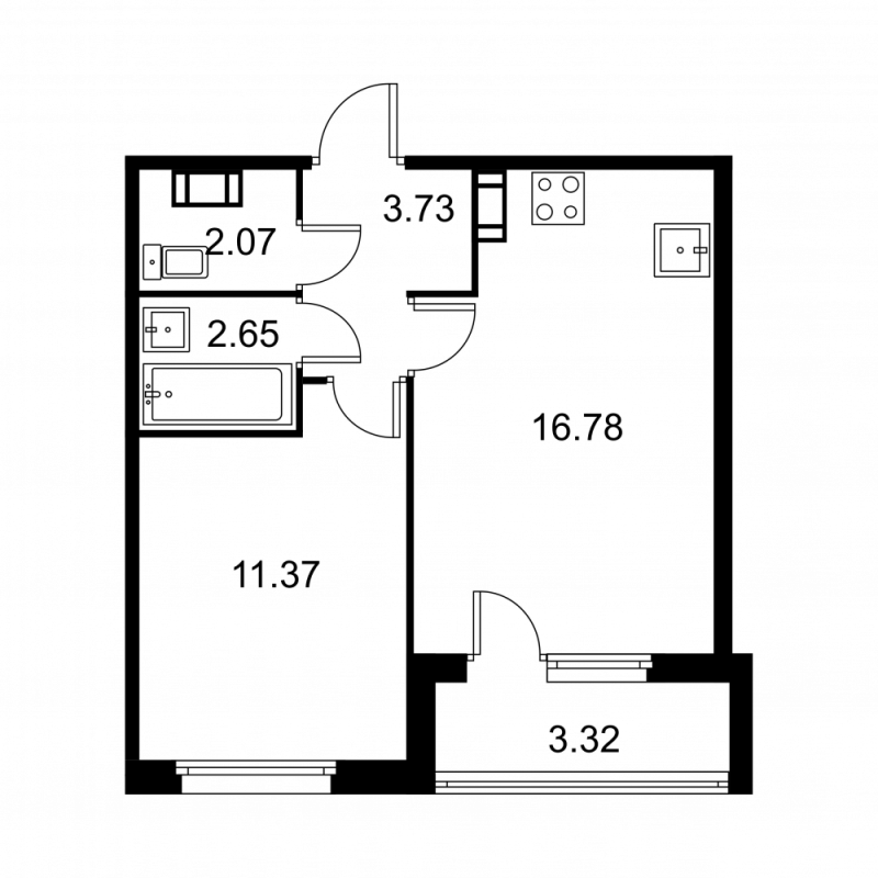 2 ккв (Евро) 38,3 м²