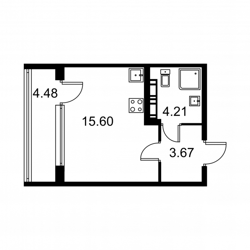 Студия 25,7 м²