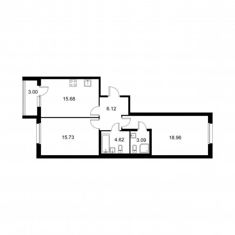 3 ккв (Евро) 65,7 м²