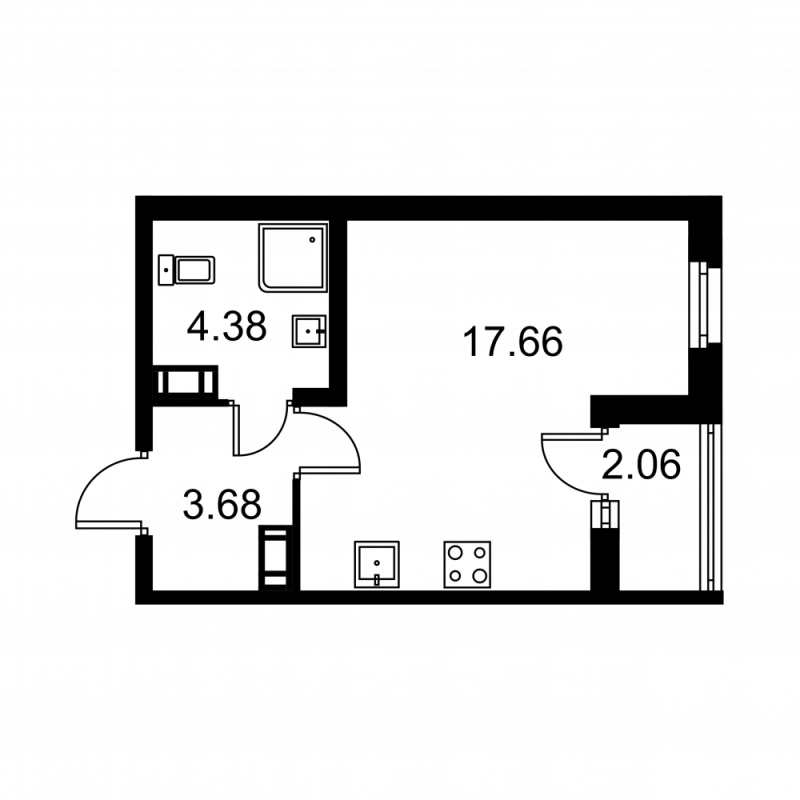 Студия 26,8 м²