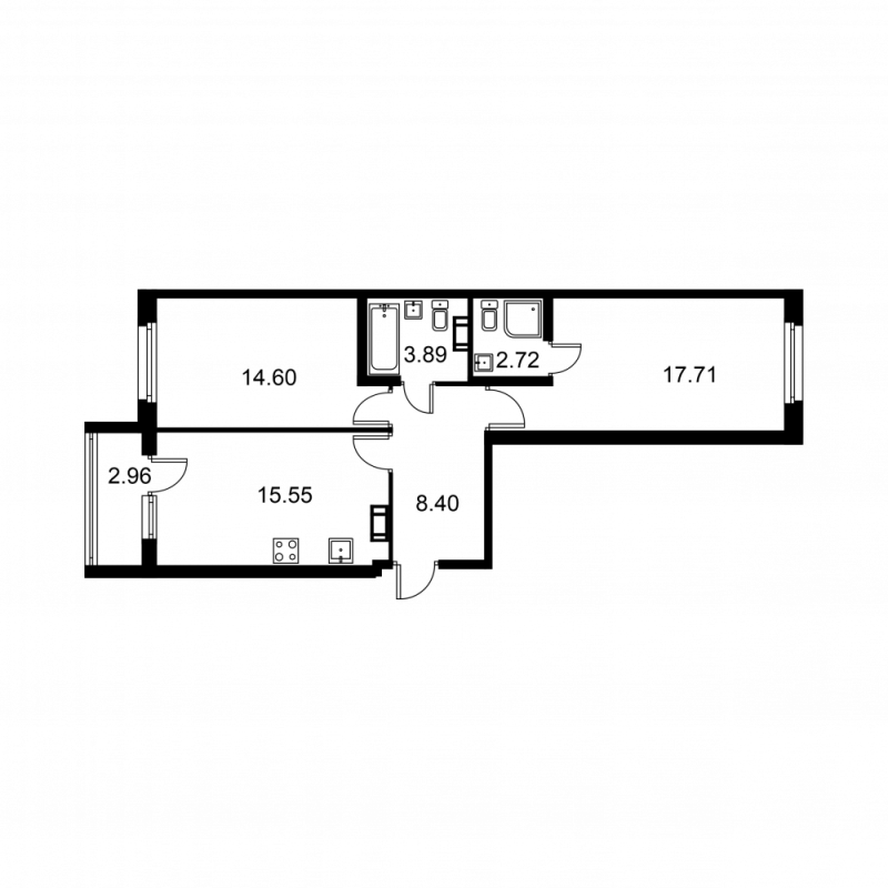 3 ккв (Евро) 64,4 м²