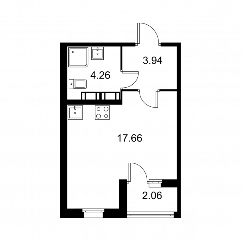 Студия 26,9 м²