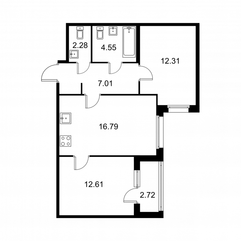3 ккв (Евро) 56,9 м²
