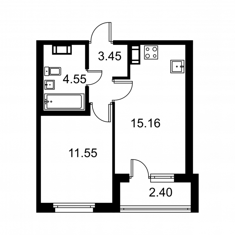 2 ккв (Евро) 36,2 м²