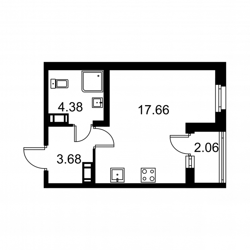 Студия 26,8 м²