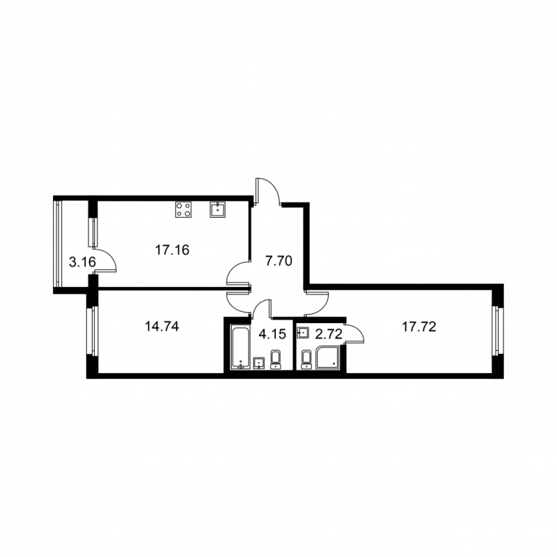 3 ккв (Евро) 65,8 м²