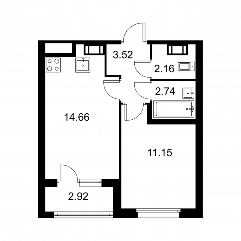 1 ккв 35,7 м²