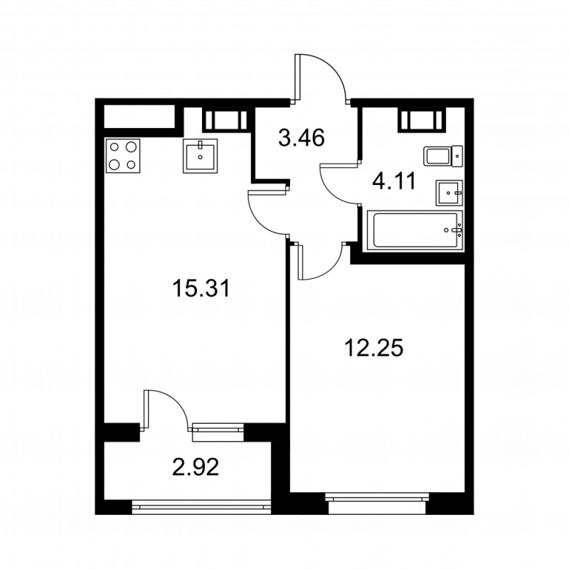 2 ккв (Евро) 36,6 м²
