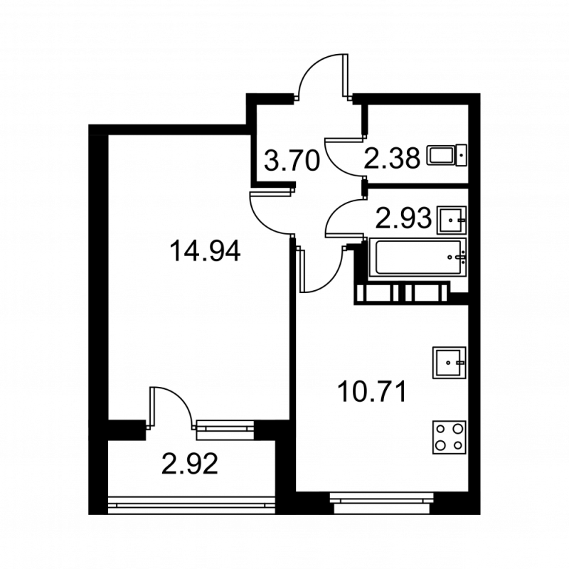1 ккв 36 м²