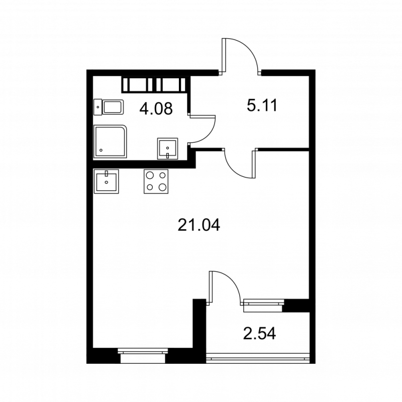 Студия 31,5 м²