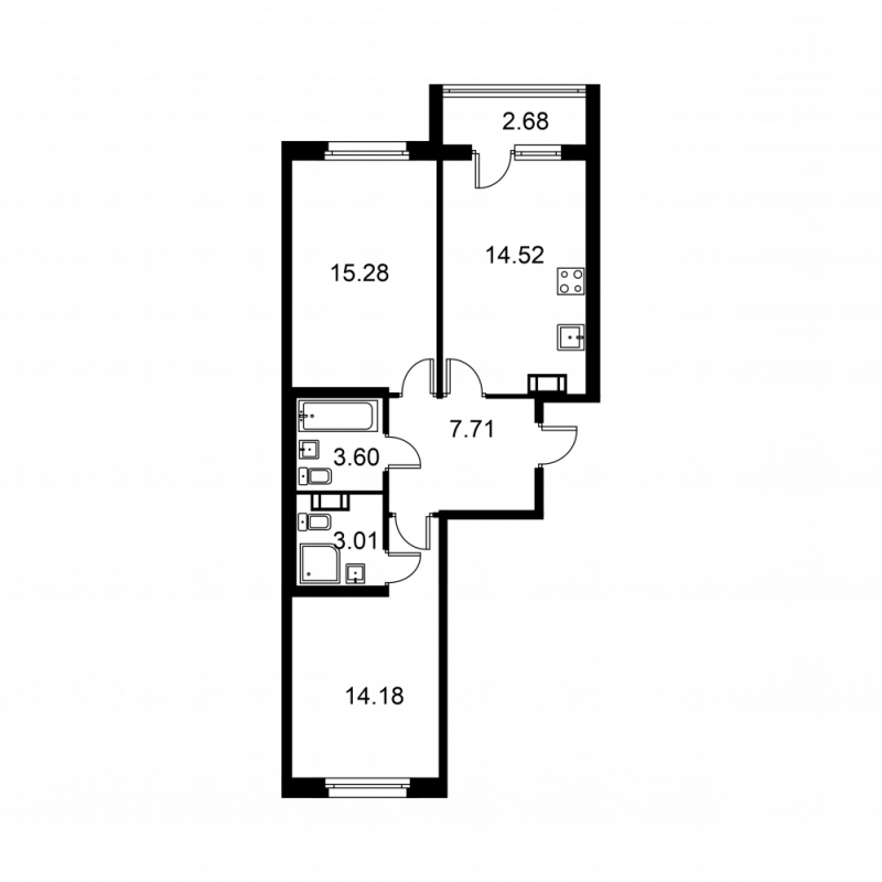 2 ккв 59,6 м²