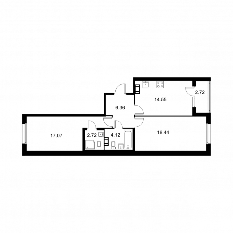2 ккв 64,6 м²