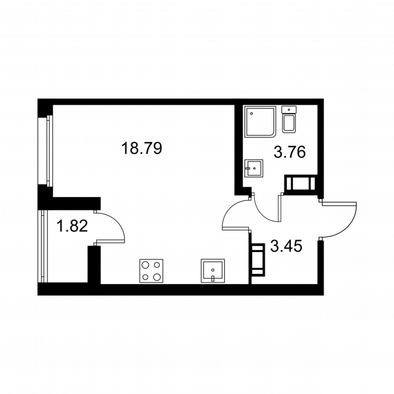 Студия 26,9 м²