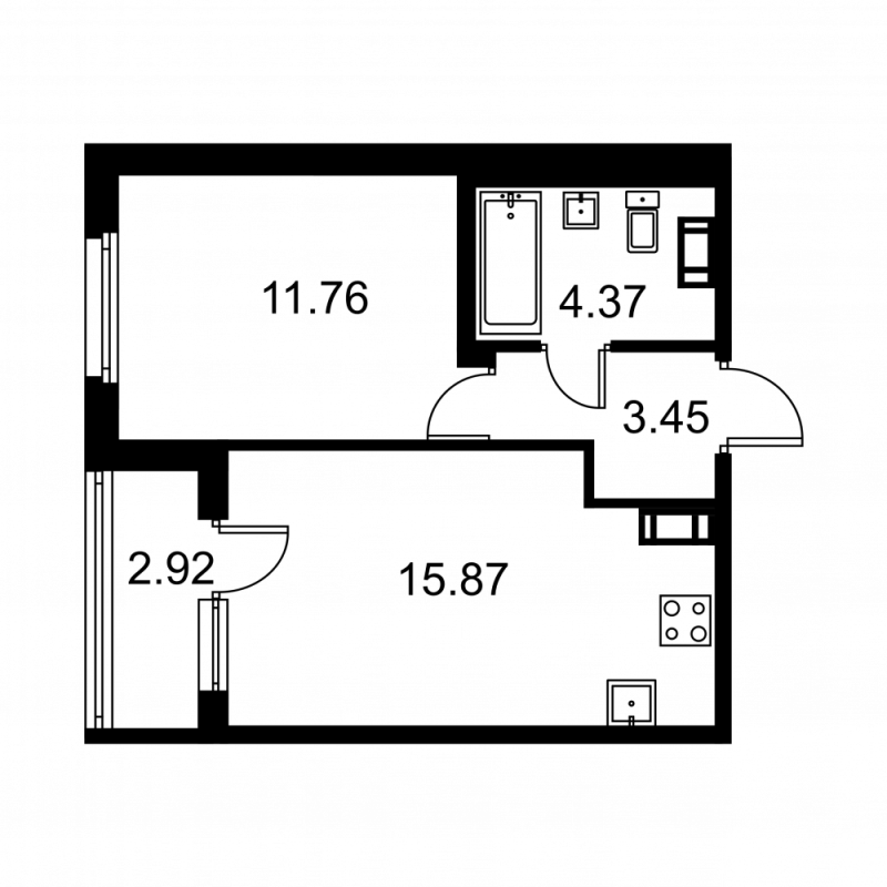 2 ккв (Евро) 36,9 м²