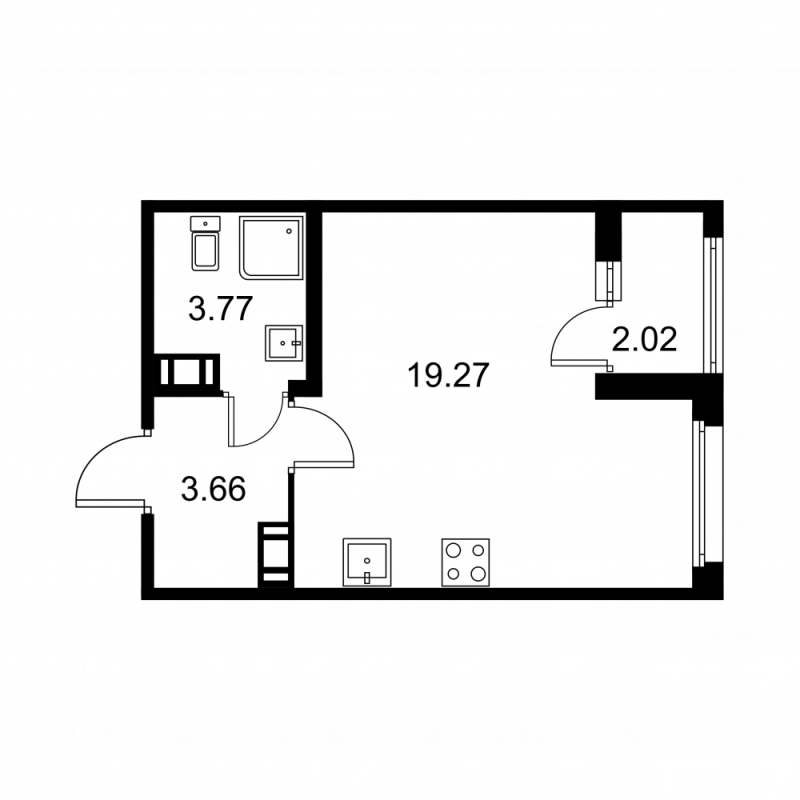 Студия 27,7 м²