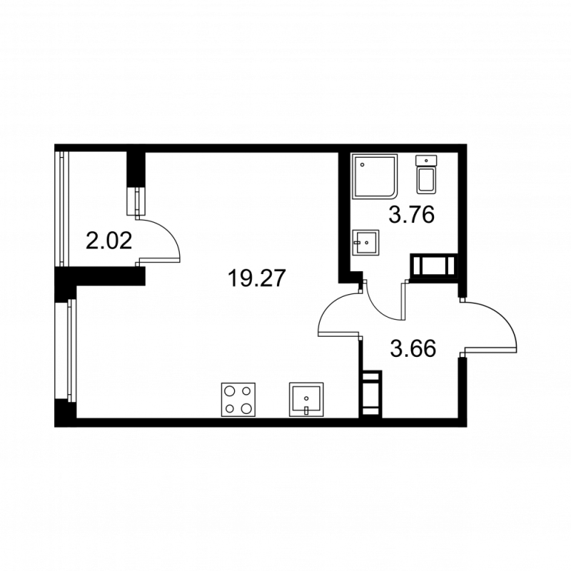 Студия 27,7 м²