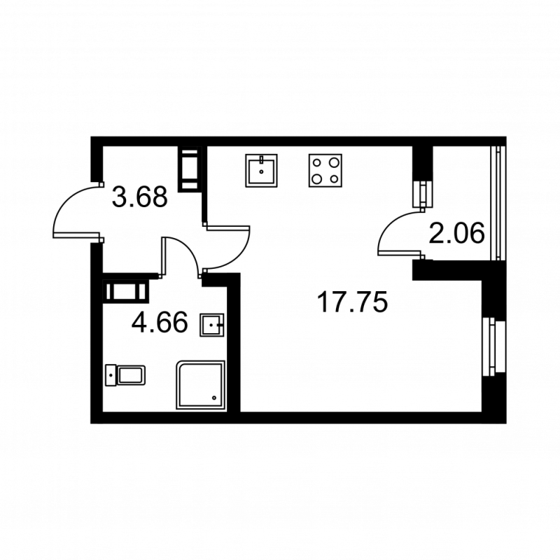 Студия 27,1 м²