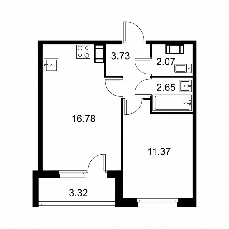 2 ккв (Евро) 38,3 м²