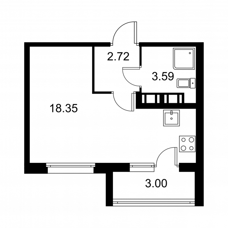Студия 26,2 м²