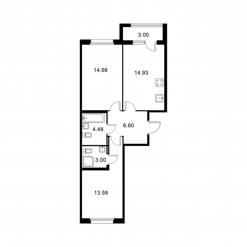 2 ккв 59,1 м²