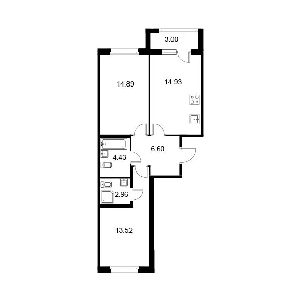 2 ккв 58,8 м²