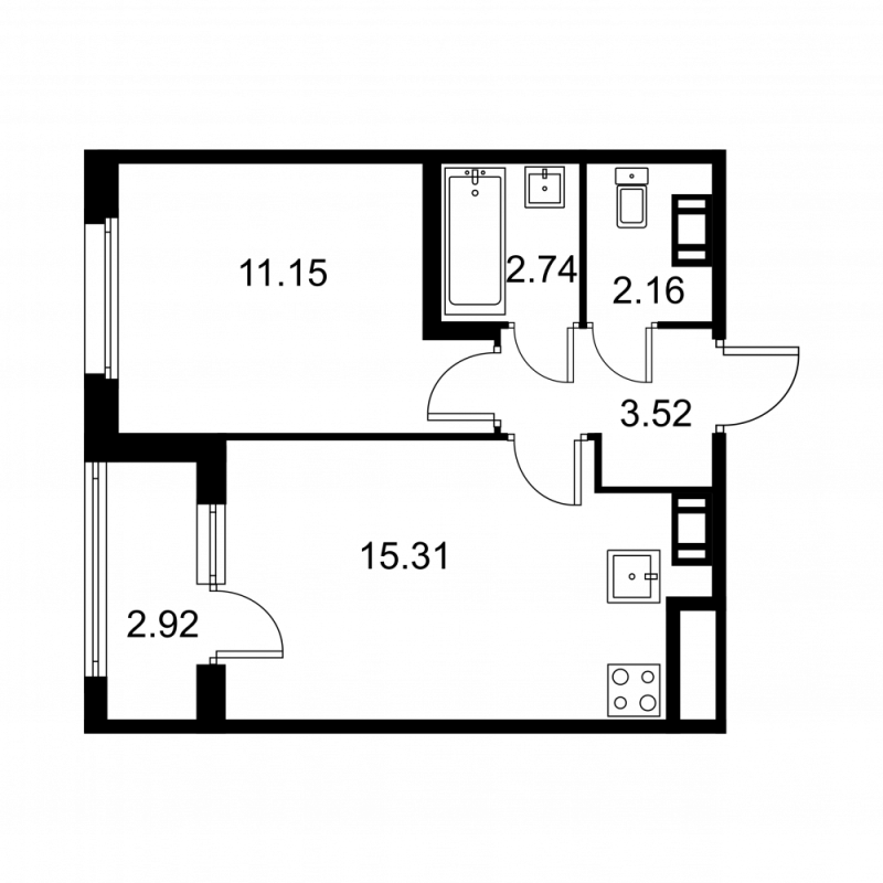 2 ккв (Евро) 36,3 м²