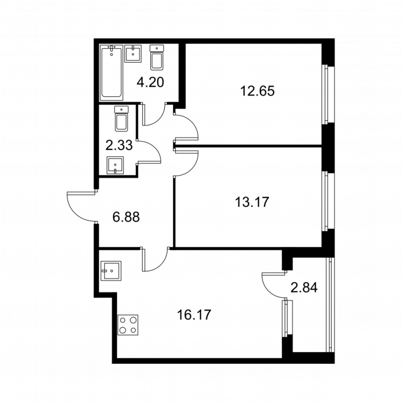 3 ккв (Евро) 56,8 м²