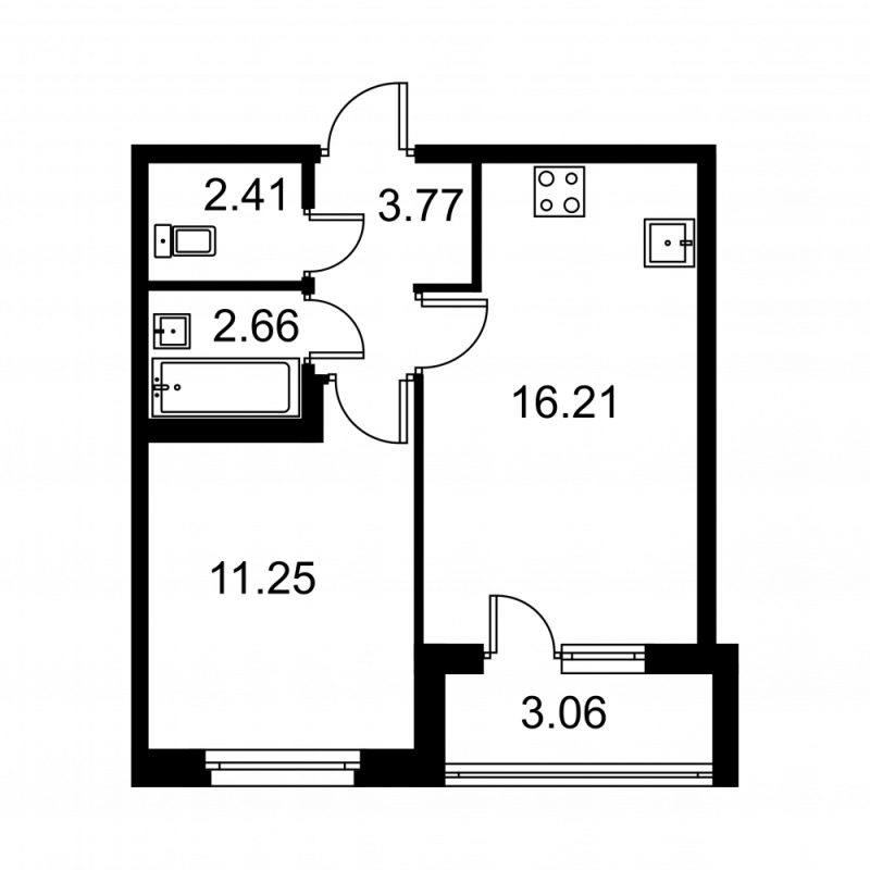 2 ккв (Евро) 37,8 м²