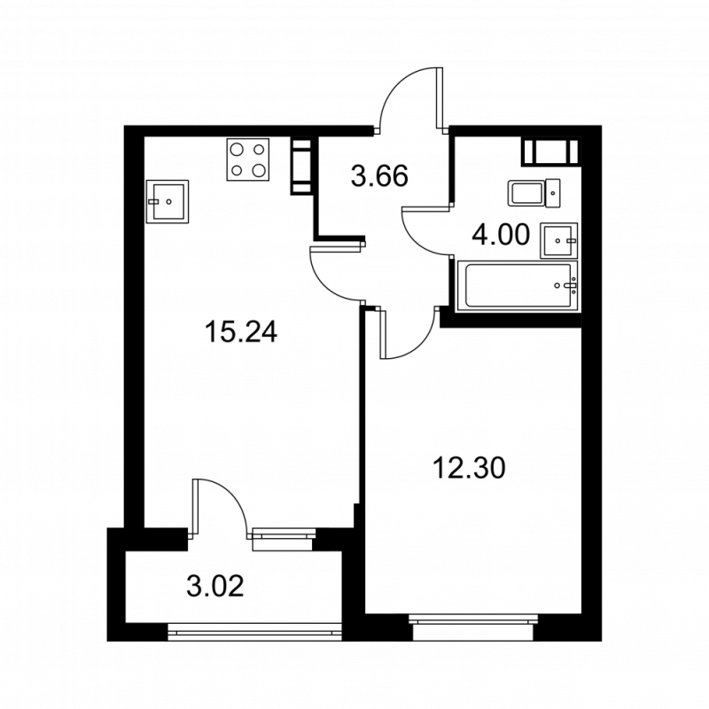 2 ккв (Евро) 36,7 м²